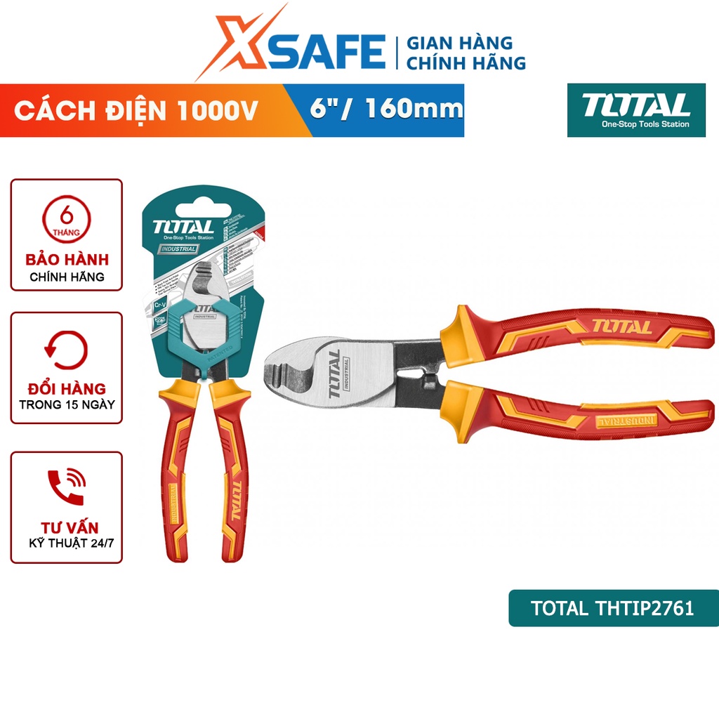 Kìm cắt cáp cách điện TOTAL THTIP2761 6 inch/160mm, đầu kềm được mạ đen, đánh bóng cứng cáp, bền bỉ - chính hãng
