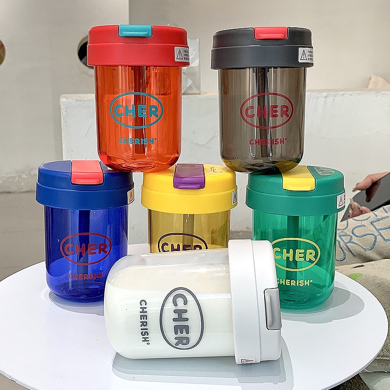 Cốc Nước Có Ống Hút Dung Tích 300ML Kiểu Dáng Đơn Giản Hợp Thời Trang