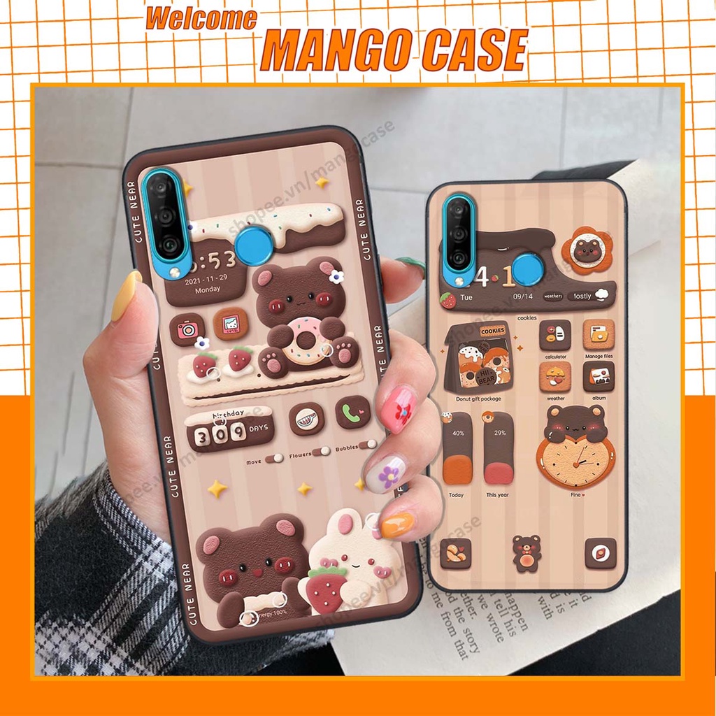 Ốp lưng Huawei Nova 4e / P30 Lite hình gấu, thỏ, đồng hồ cute dễ thương