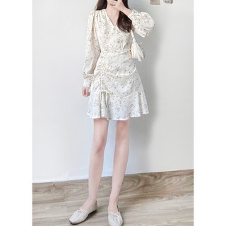 [ORDER] ĐẦM HOA CỔ V RÚT EO DỌC
