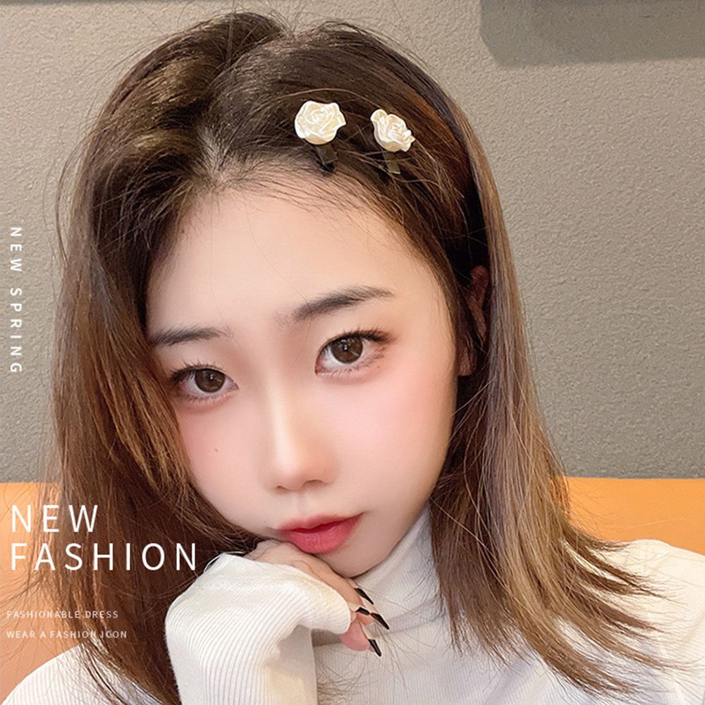 Kẹp tóc hình hoa trà màu trắng sữa thời trang thanh lịch cho nữ