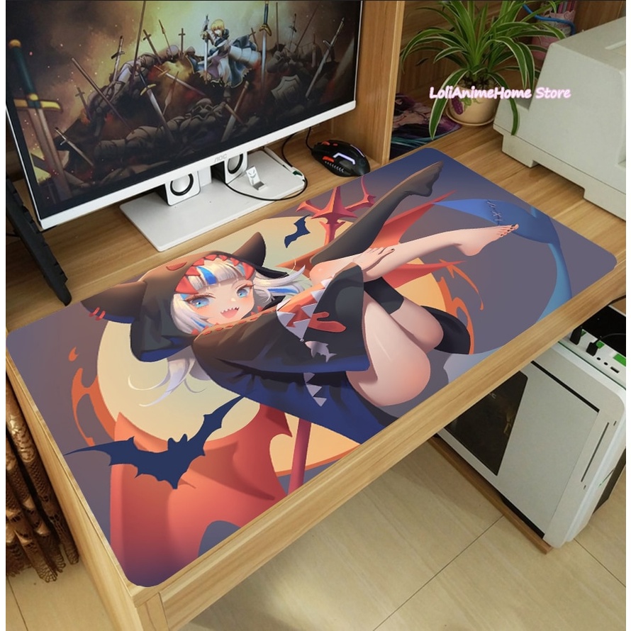 Tấm Lót Chuột Và Bàn Phím Cỡ Lớn In Hình Anime Gura Gawr YouTuber Chống Trượt Tiện Dụng Cho Học Sinh