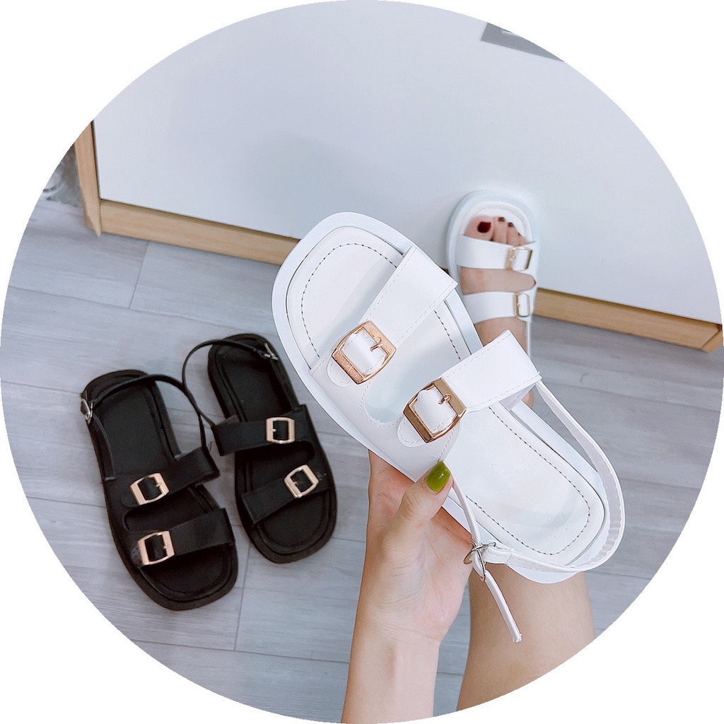 GIÀY SANDAL HỌC SINH NỮ 2 QUAI KHÓA CÀI ĐẾ BÁNH MÌ CỰC ĐẸP
