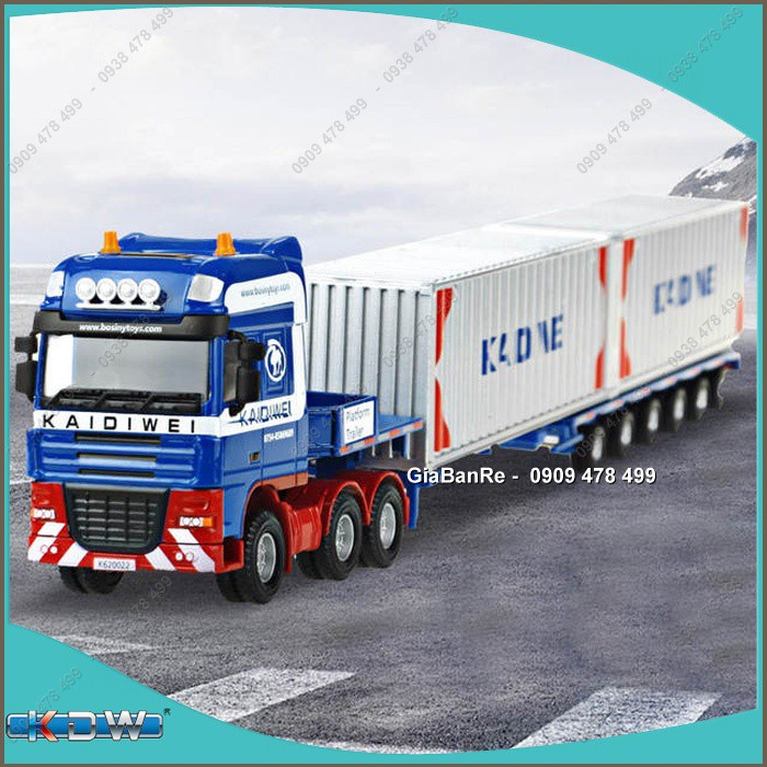 Mô Hình Kim Loại Xe Tải Hạng Nặng Chở 2 Container 40 Feet Tỉ Lệ 1:50 - Kdw - 9917