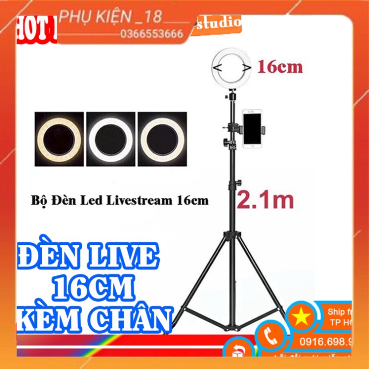 Đèn Live Stream 16CM Chân Đứng 1.7M, bộ kẹp điện thoại K01, livestream tùy chỉnh ánh sáng chiều cao