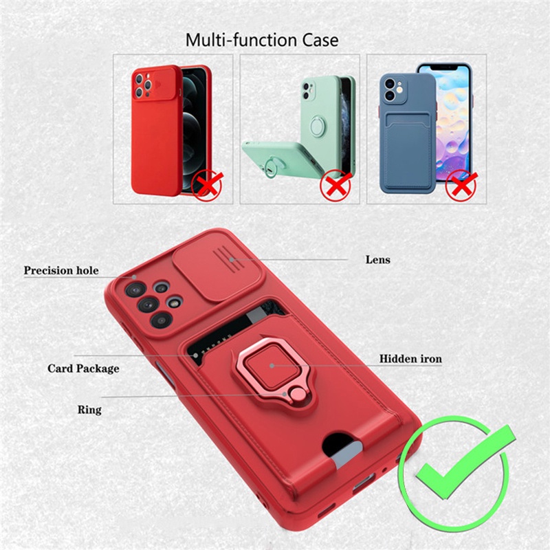 Ốp điện thoại chống sốc có nắp trượt bảo vệ ống kính máy ảnh cho Samsung Galaxy A02 A22 A12 M12 M22 4G 5G