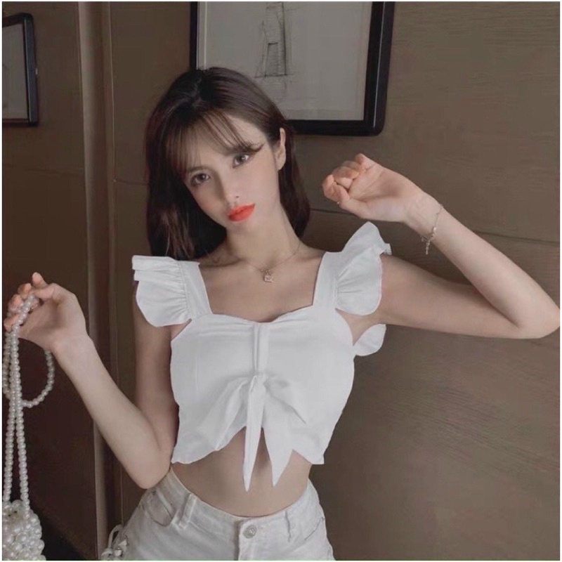 Áo croptop voan cánh tiên có mút