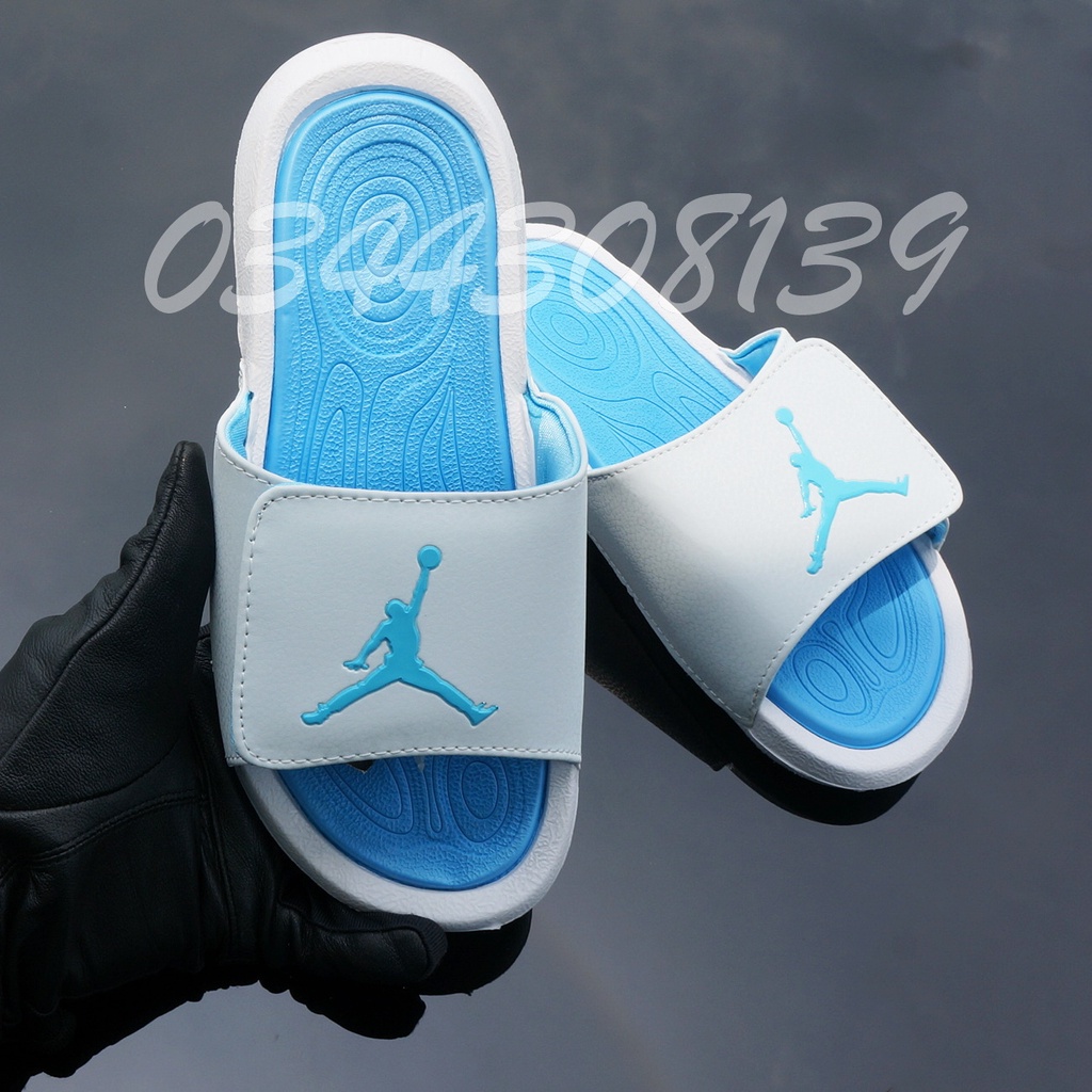 Dép Jordan bóng rổ JD trắng xanh nam nữ  hot trend VNXK đầy đủ tem tag hộp JD loại 1 quai ngang xé dán. nhuthuyshoes