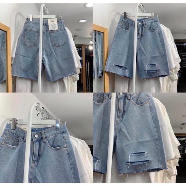 Quần ngố bò rách gối 3 vạch | BigBuy360 - bigbuy360.vn