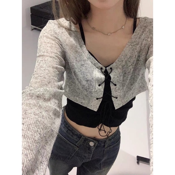 Set áo cadigan & 2 dây