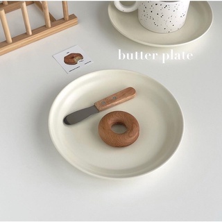 Đĩa gốm sứ cao cấp, đĩa hai màu xanh bơ, kem pastel BONMI decor Hàn Quốc