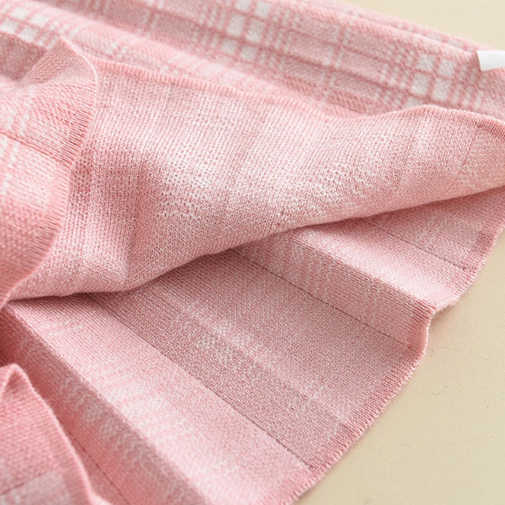 Bộ đồ BEAR LEADER gồm áo khoác cardigan len và chân váy xếp ly sọc caro thời trang mùa thu dành cho bé 3-7 tuổi