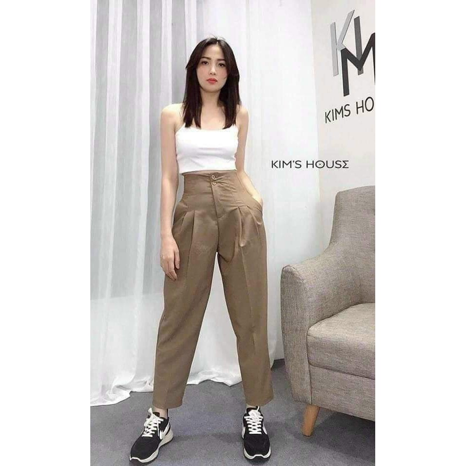 Quần baggy nữ Ladya cạp liền 2 khuy chất liệu tuyết mưa cao cấp M6316