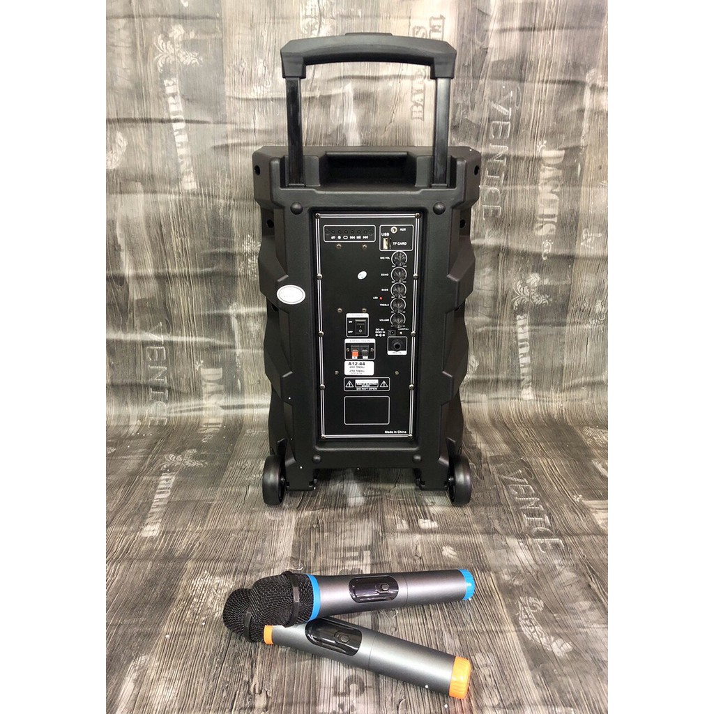 Loa karaoke bluetooth giá rẻ, loa di động temeisheng A12-44, 500w tặng kèm 2 micro không dây hát hay
