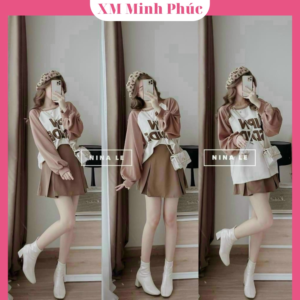 Set Đồ Bộ Nữ,áo Thun Cotton In Chữ Kèm Chân Váy For Dập Ly Điệu Đà Dạo Phố Đi Biển Sang Chảnh Thời Trang [XM MINH PHÚC]