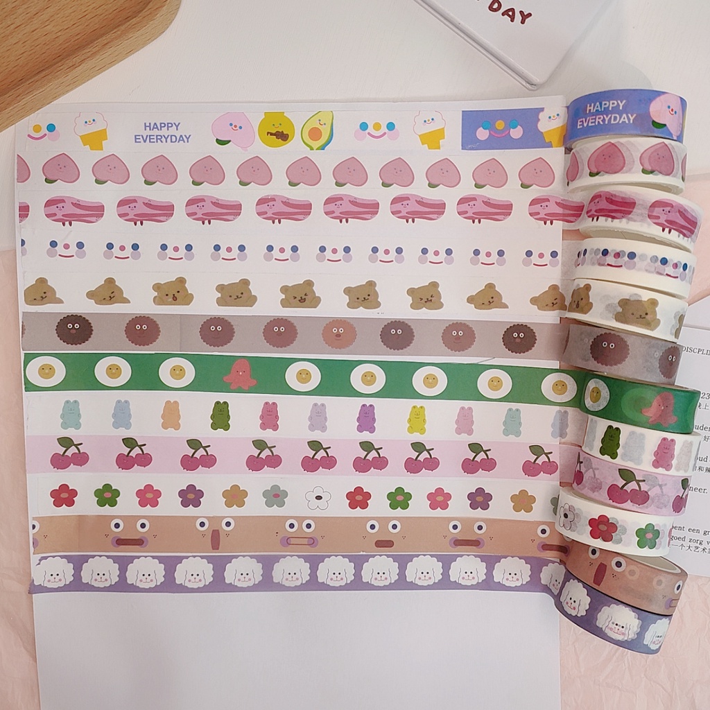Sticker Cuộn Dán Sổ Tay, Trang Trí Hộp Bút, Mũ Bảo Hiểm, Nhiều Hình Ngộ Nghĩnh Dễ Thương