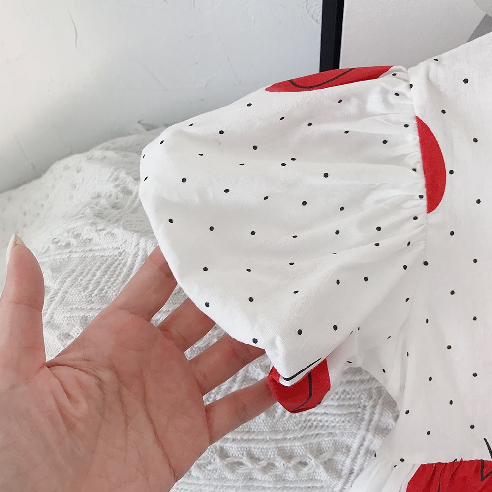 Đầm công chúa BEAR LEADER tay phồng họa tiết chấm bi thời trang mùa hè cho bé gái 2-7 tuổi