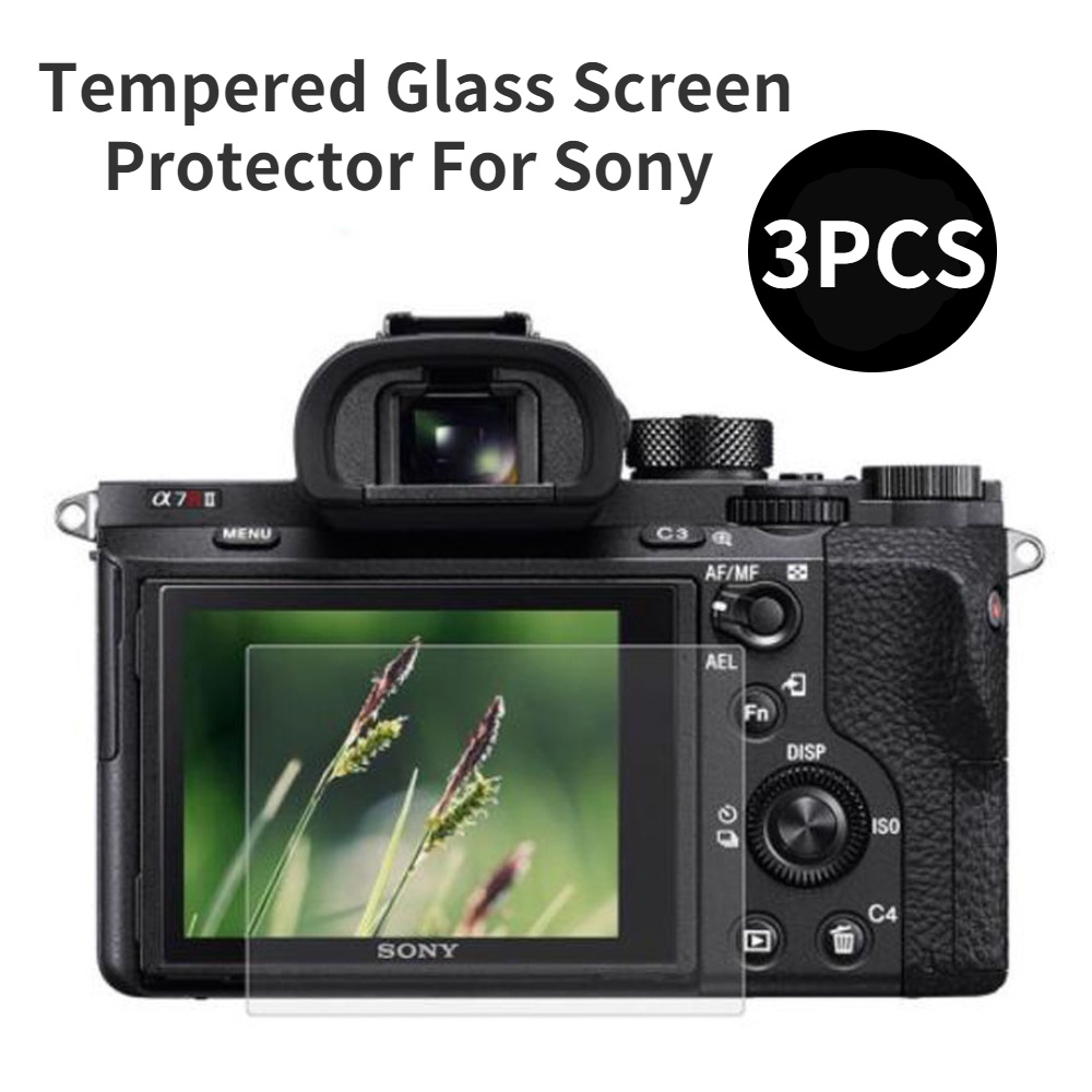 Set 3 Kính Cường Lực Bảo Vệ Màn Hình Điện Thoại Sony A6400 A6300 A6000 A5000 NEX-7 / 6 / 5 A9 A77 A7R A7 A7s A7II A7III ZV1 RX10
