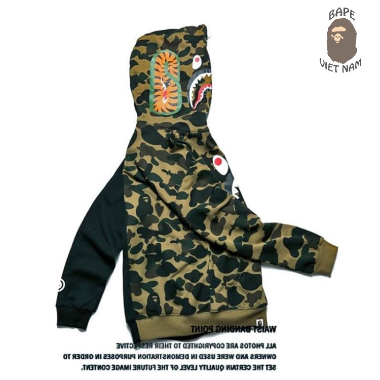 [Ảnh thật + FREESHIP] Jacket Bape Shark Half Camo fullzip , Áo Hoodie Bape Cá Ngáo