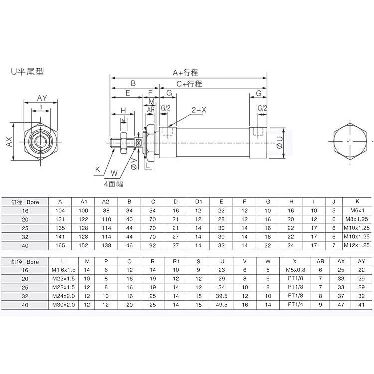 Xi lanh khí nén mal 20*50 *75 *100 *125 *150 *175 *200 *250