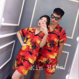 Sỉ từ 10bộ pizama hoa qua đi biển, hình cây dừa
