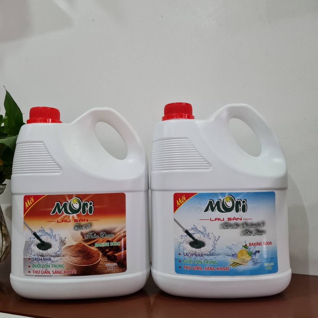 Nước lau sàn Mori, hương sả chanh, quế, thùng 4 can x 4L