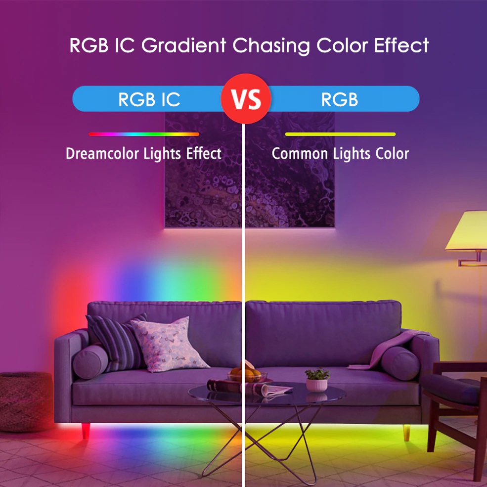 Dây đèn LED WELPUR RGB nhiều màu sắc 238/ 5050 có điều khiển từ xa chống thấm nước IP65/ IP20 nhiều kích thước tùy chọn