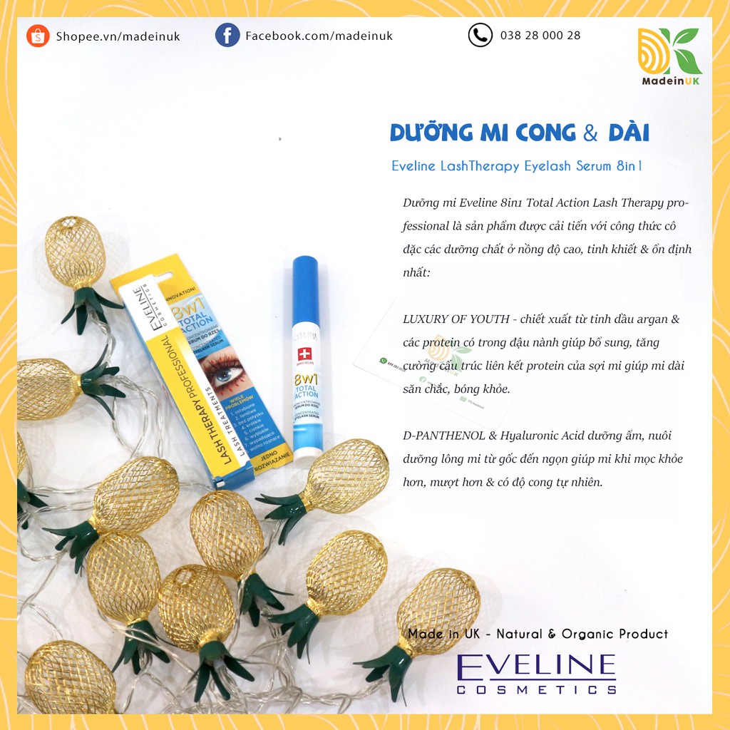 Dưỡng Mi Eveline 8In1 Total Action Kích Mi Cong & Dài Tự Nhiên