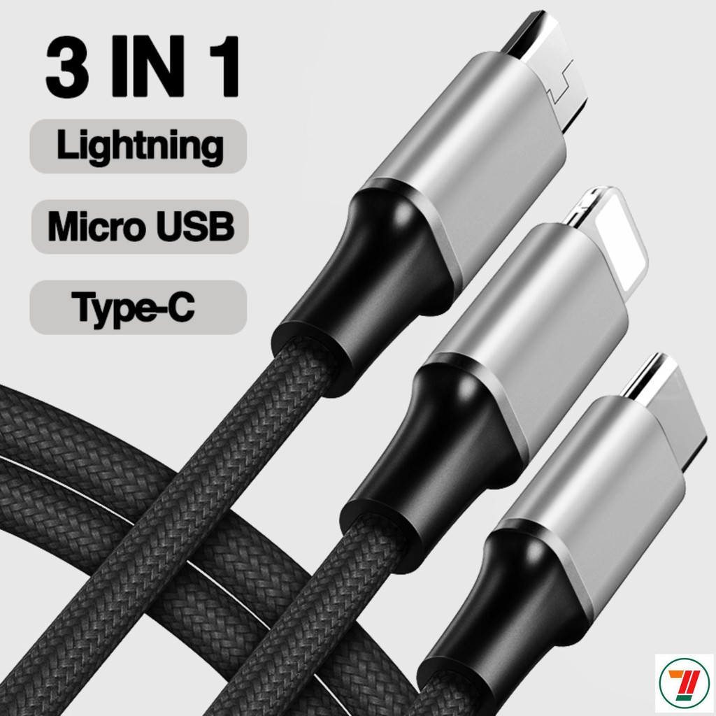 Cáp Sạc 3 Đầu Hoco X26 Cho Iphone/ Micro USB/ Type C - Dây Sạc Đa Năng Dây Dù Chống Đứt Dài 1M - Bảo Hành Chính Hãng 12T