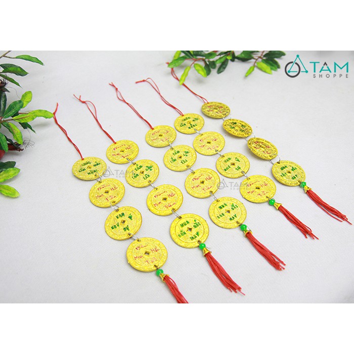 Set 5 dây treo cây mai đào in chữ xanh đỏ (31cm) T-PKTMD-59