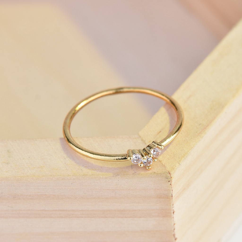 Nhẫn Mạ Vàng 14k Đính Đá Hình Trái Tim