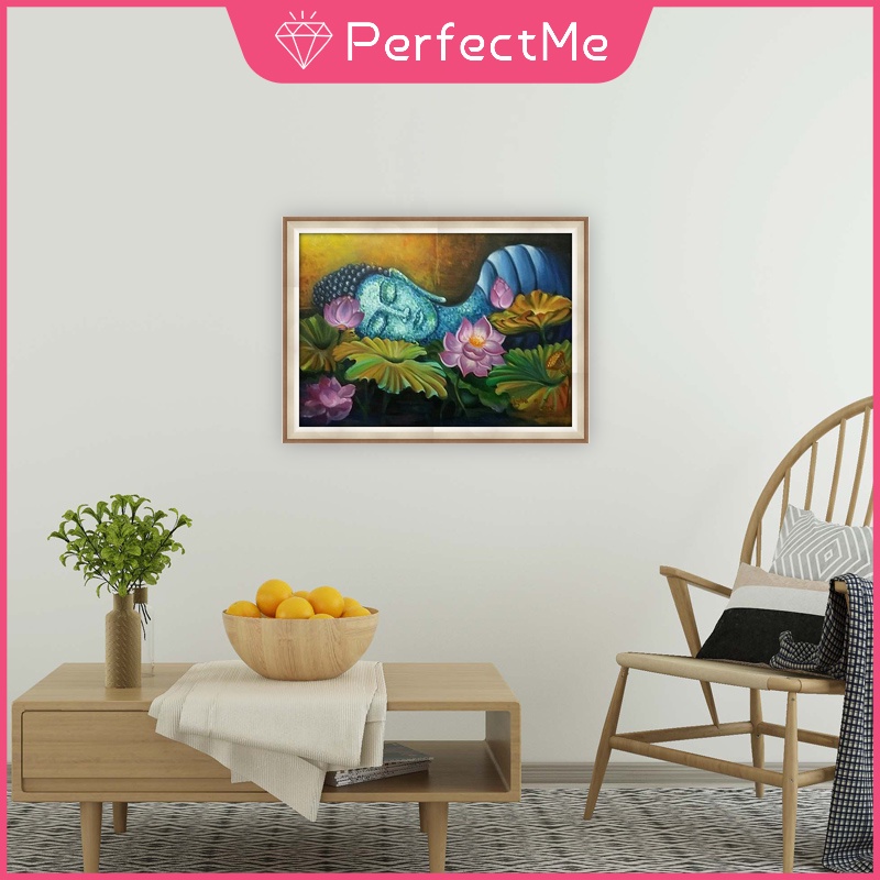 Bộ tranh đính đá 5D tự làm hình Phật hoa sen 30x40cm