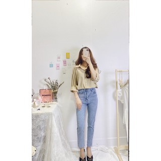Áo so mi chất thô lụa Hàn Quốc không nhăn dáng rộng form cánh dơi