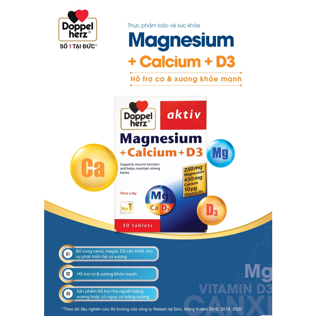Bộ đôi bổ sung vitamin, khoáng chất, phòng ngừa loãng xương Doppelherz Magie Canxi D3 + A Z Depot (02 hộp, 30 viên/hộp)