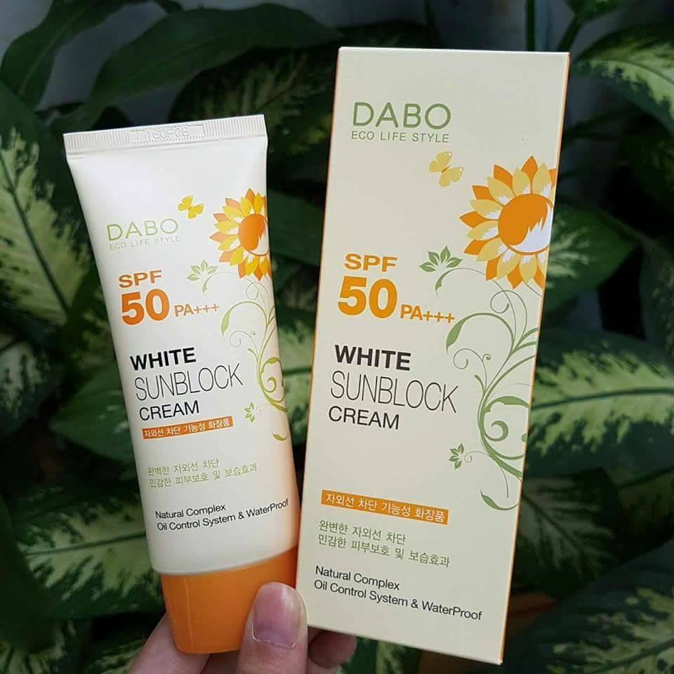 [ COMBO 2] Kem Chống Nắng Dành Cho Da Nhạy Cảm, Da Khô Từ Hoa Cúc DABO WHITENING SUNCREAM SPF 50 PA+++ Hàn quốc 70ml/Hộp