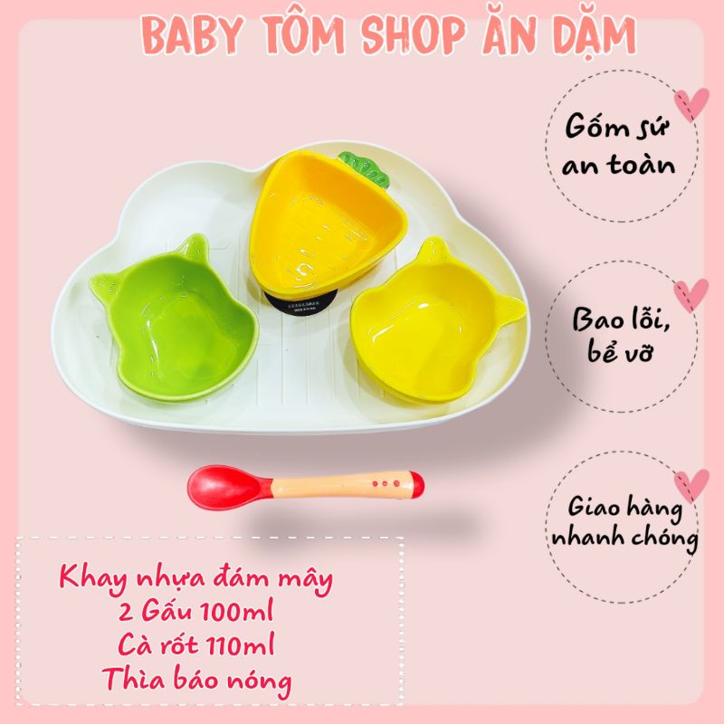 Combo bát ăn dặm gốm sứ Nhỏ, kiểu Nhật cho bé yêu, NPP Baby Tôm, chén bát sứ an toàn, đáng yêu