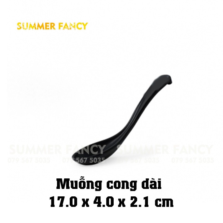 Muỗng cong dài 17 cm đen nhám, nâu nhám nhựa melamine phíp thìa phíp - Spoon F-NO32