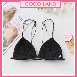 Áo Bra Dây Mảnh mút mỏng có đệm tháo rời, chất cotton nhẹ mầu đen trắng cài trước mút mỏng