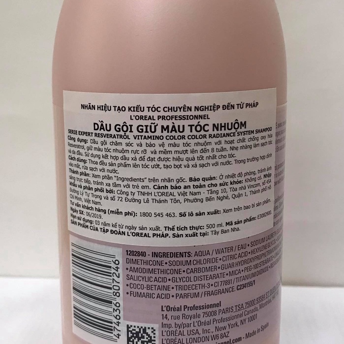 Dầu Gội cho tóc nhuộm loreal Professionnel 500ml - dầu gội đầu l oreal phục hồi tóc,chăm sóc tóc hiệu quả