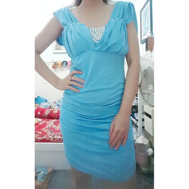 Thanh lý đầm body ôm đính ngoc thun size dưới 54kg