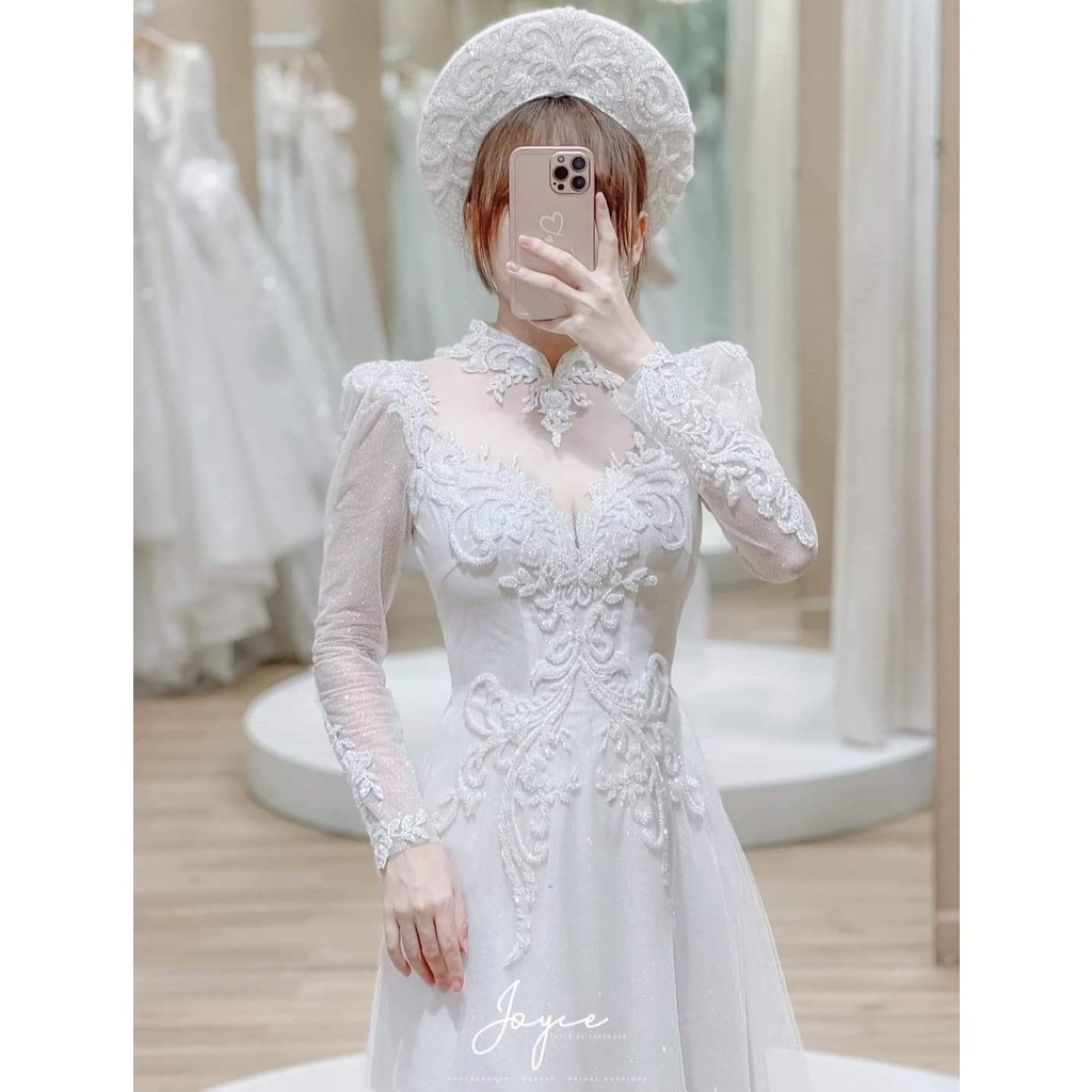Mẫu áo dài cưới cô dâu,sợi dệt,giúp dâu trở lên sang chảnh, tự tin hơn trong ngày cưới hỏi