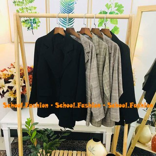 Áo blazer nữ 1 lớp from rộng style ulzzang hàn quốc nhiều màu đen / trắng / kem / caro / ghi trắng