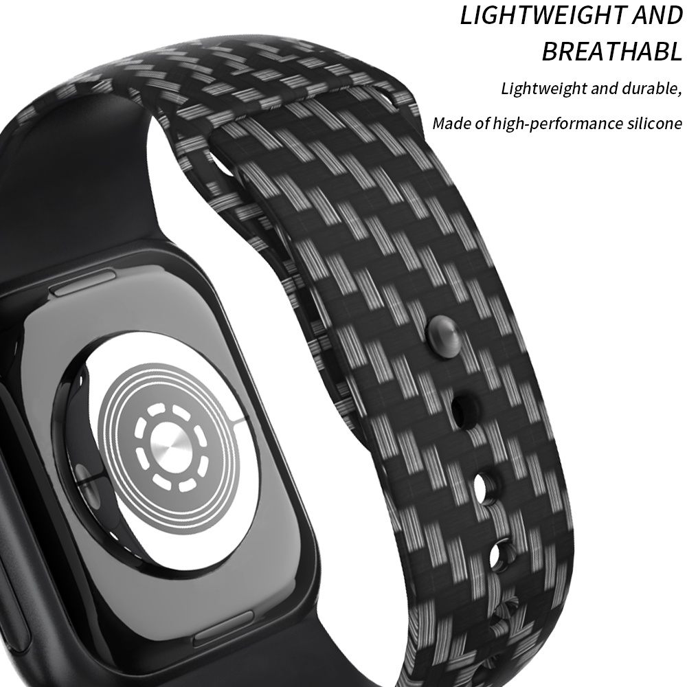 Carbon Fiber Pattern Watch Band / UnisexReplaceable Advanced Watch Strap / Compatible with iWatch 7 6 5 4 3 SE 2 1
