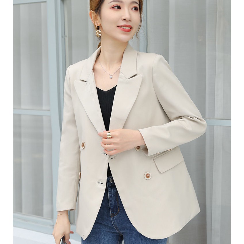 Áo Blazer màu Be 2 lớp 4 cúc thật - Áo Vest nữ Style Ulzzang Hàn Quốc cực xinh cực tôn da [Hot 2021] | SchoolF | BigBuy360 - bigbuy360.vn