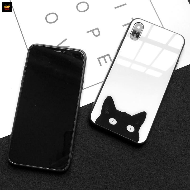 ỐP LƯNG kính  đôi mèo đen - IP 6/6S - 6 Plus/ 6S Plus - 7/ 8 - 7 Plus/ 8 Plus - X/ XS/ XS Max cute