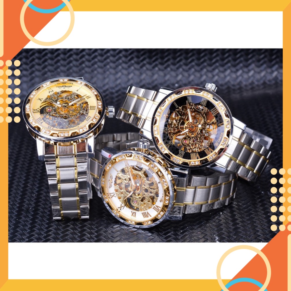 NGÀY SALE KHỦNG Đồng Hồ Cơ Nam AUTOMATIC hàng hiệu WINNER Dây Thép thời thượng Đẹp giá rất rẻ thiết kế trang điểm Sang T