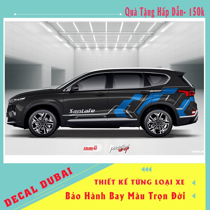 Tem Dán Xe Santafe Đen Thể Thao - Decal Santafe Đẹp