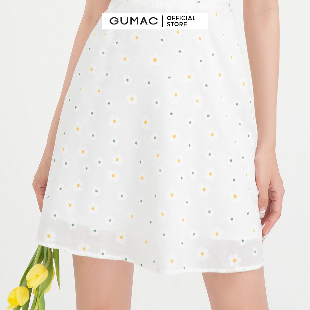 [Mã MABR07062 giảm 8% tối đa 50K đơn từ 249K] Đầm 2 dây nữ họa tiết hoa GUMAC màu trắng trẻ trung, năng động DB483 | BigBuy360 - bigbuy360.vn