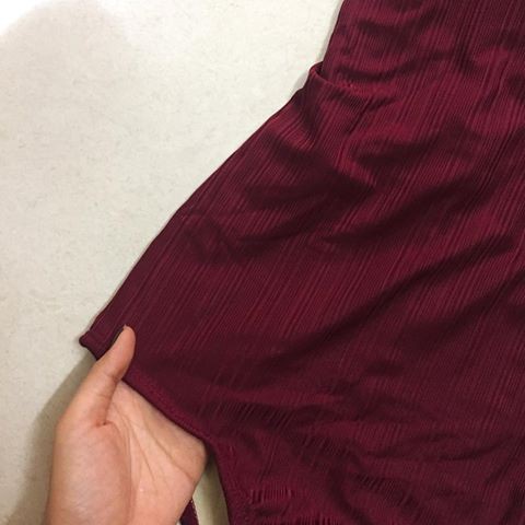 [Mã FAMARAL1 giảm 10K đơn 50K] [BIKINI QUẢNG CHÂU] Bikini, Đồ bơi nữ liền mảnh thun gân đỏ đô cá tính