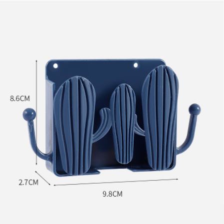 Kệ gắn tường để điện thoại khi sạc họa tiết xương rồng - Giá để điện thoại, điều khiển dán tường có móc treo